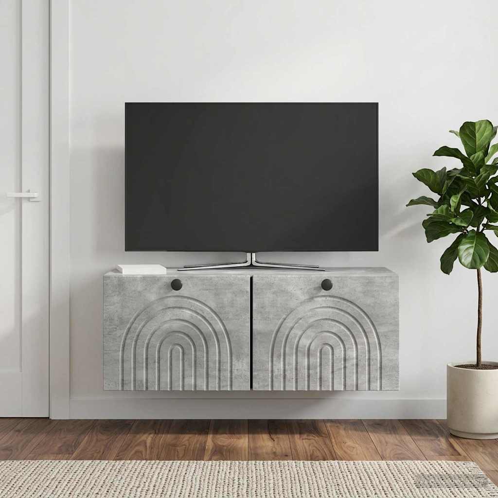 vidaXL Oglindă TV montată pe perete Gri Beton 78,5 x 31 x 30 cm