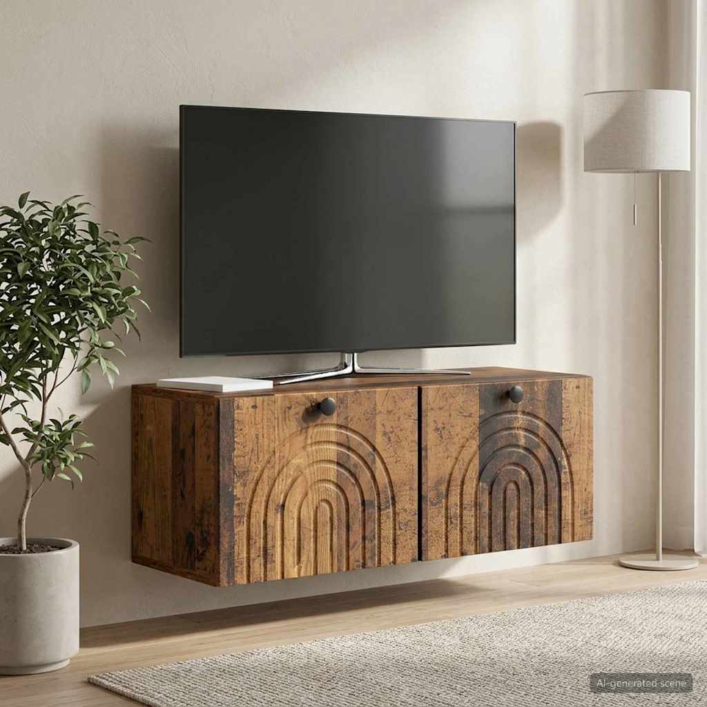 vidaXL Oglindă TV montată pe perete Lemn vechi 78,5 x 31 x 30 cm
