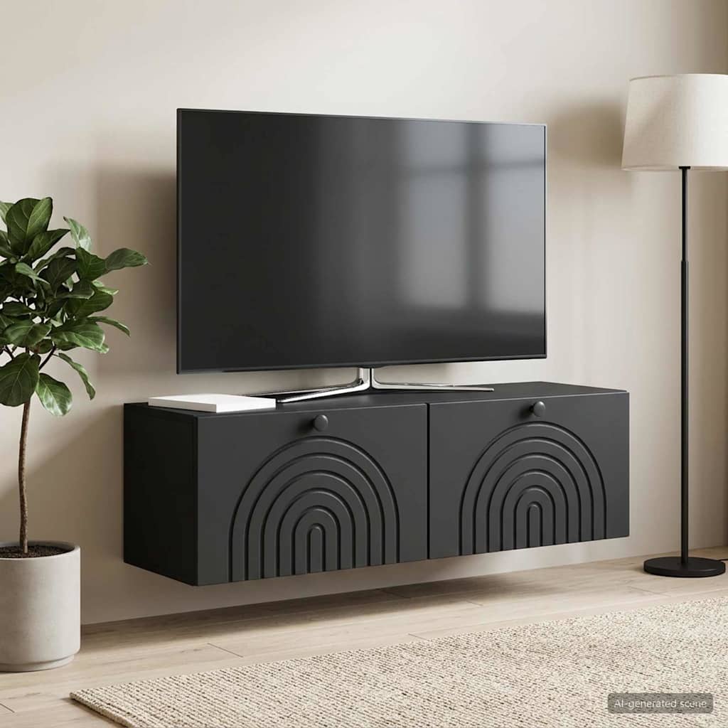 Seinälle asennettava TV-kaappi Musta 98 x 31 x 30 cm