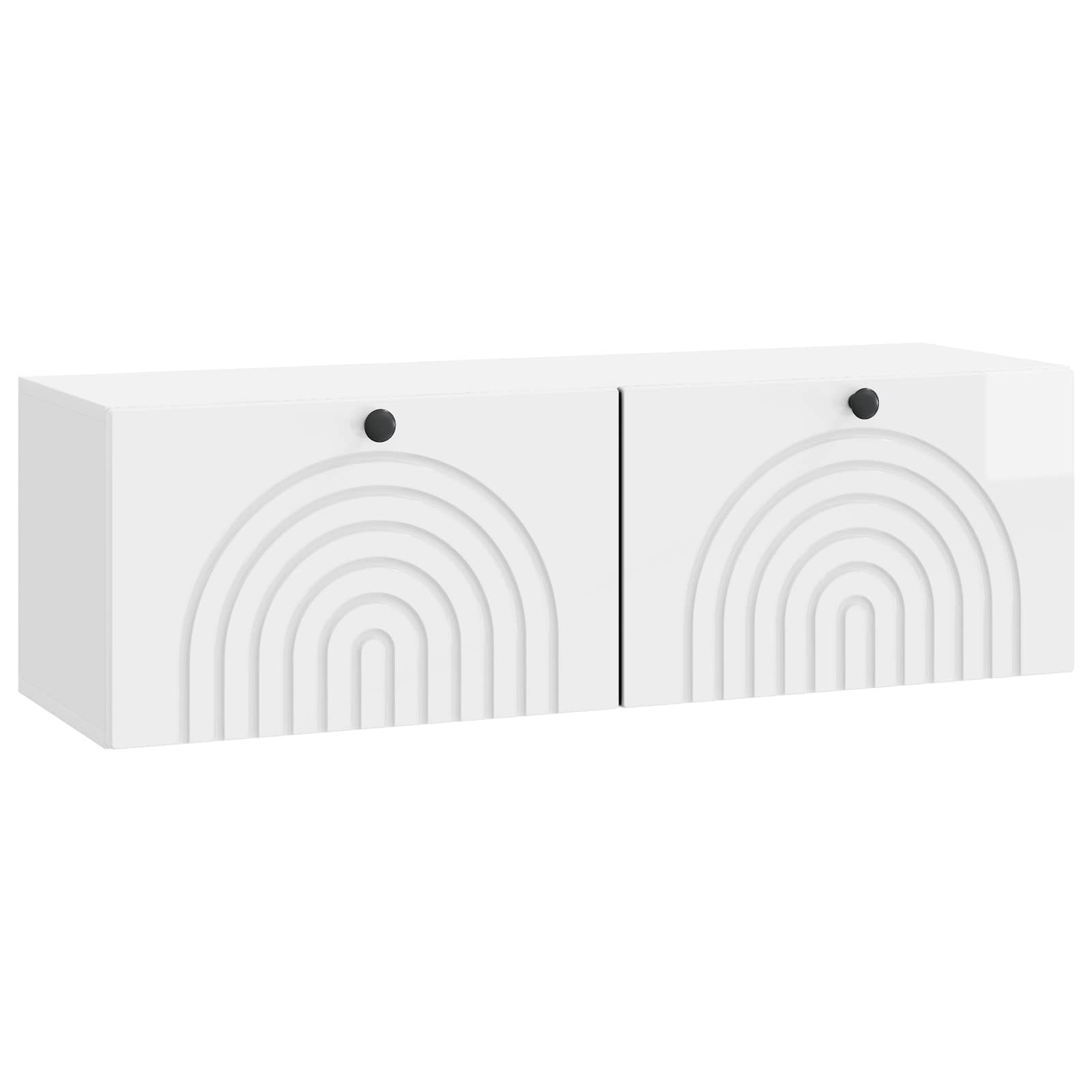 vidaXL Oglindă TV montată pe perete Alb foarte lucios 98 x 31 x 30 cm