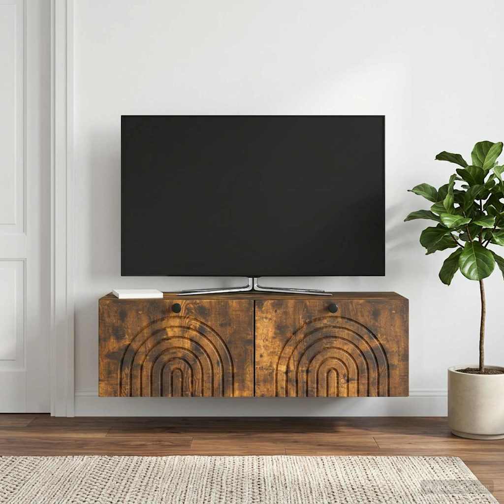 vidaXL Væghængt TV-skab Røget eg 98 x 31 x 30 cm Konstrueret træ
