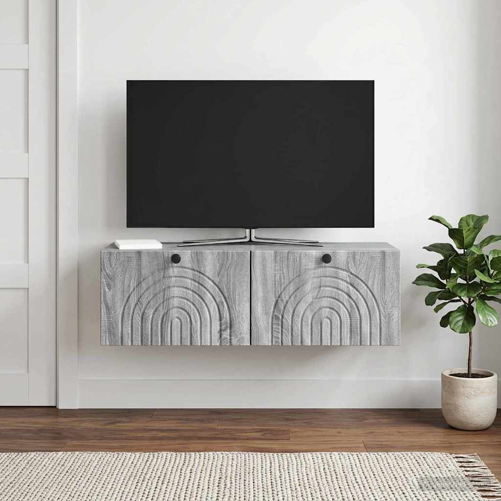 Seinälle asennettava TV-kaappi Harmaa sonoma 98 x 31 x 30 cm