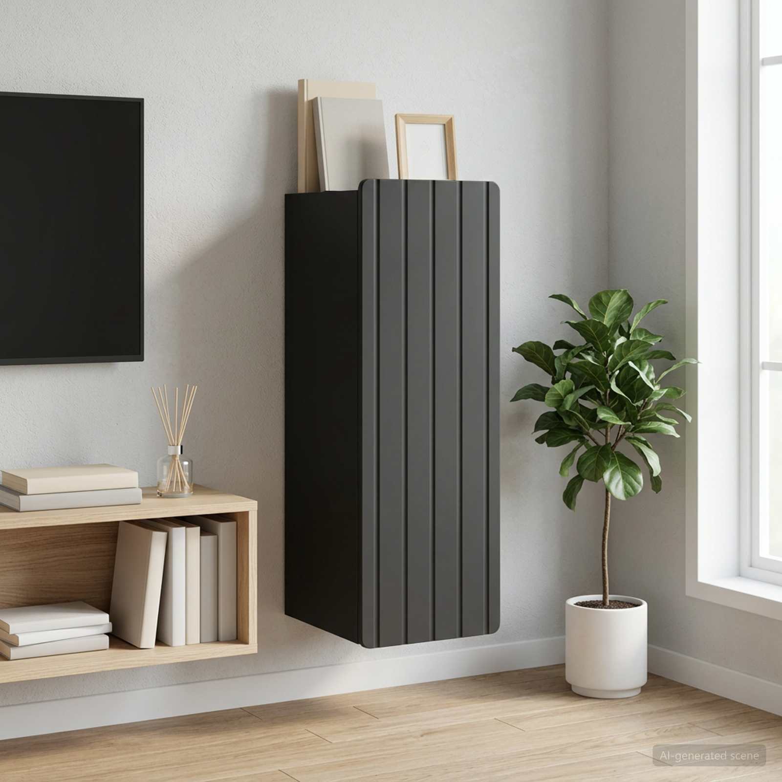 vidaXL Dulap montat pe perete Negru 33 x 34,5 x 94 cm Lemn prelucrat