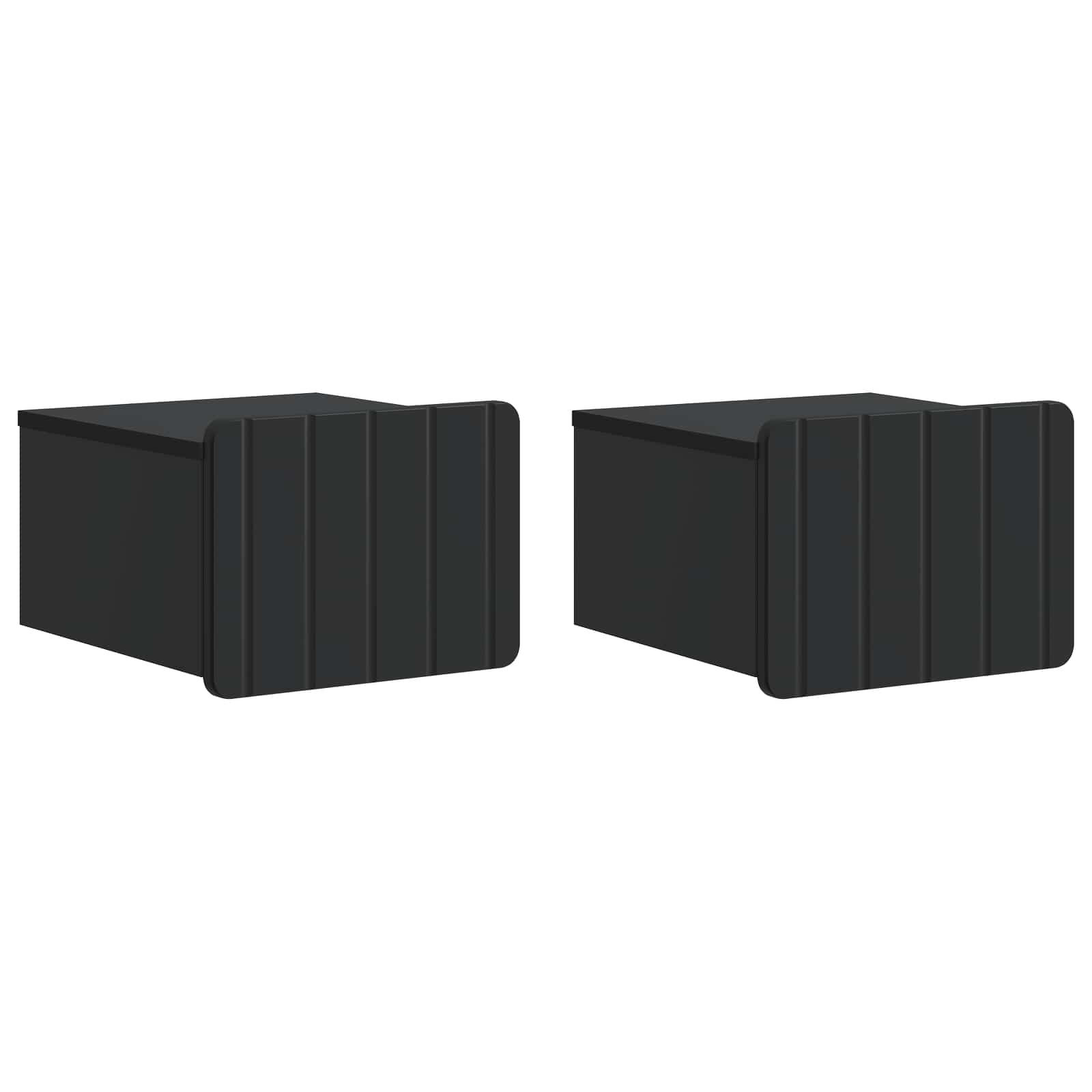 vidaXL Wandmontierter Nachttisch 2 pcs Schwarz 33 x 34,5 x 24 cm