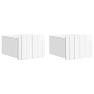 Stenski nočni omarici 2 pcs Bela visok sijaj 33 x 34,5 x 24 cm
