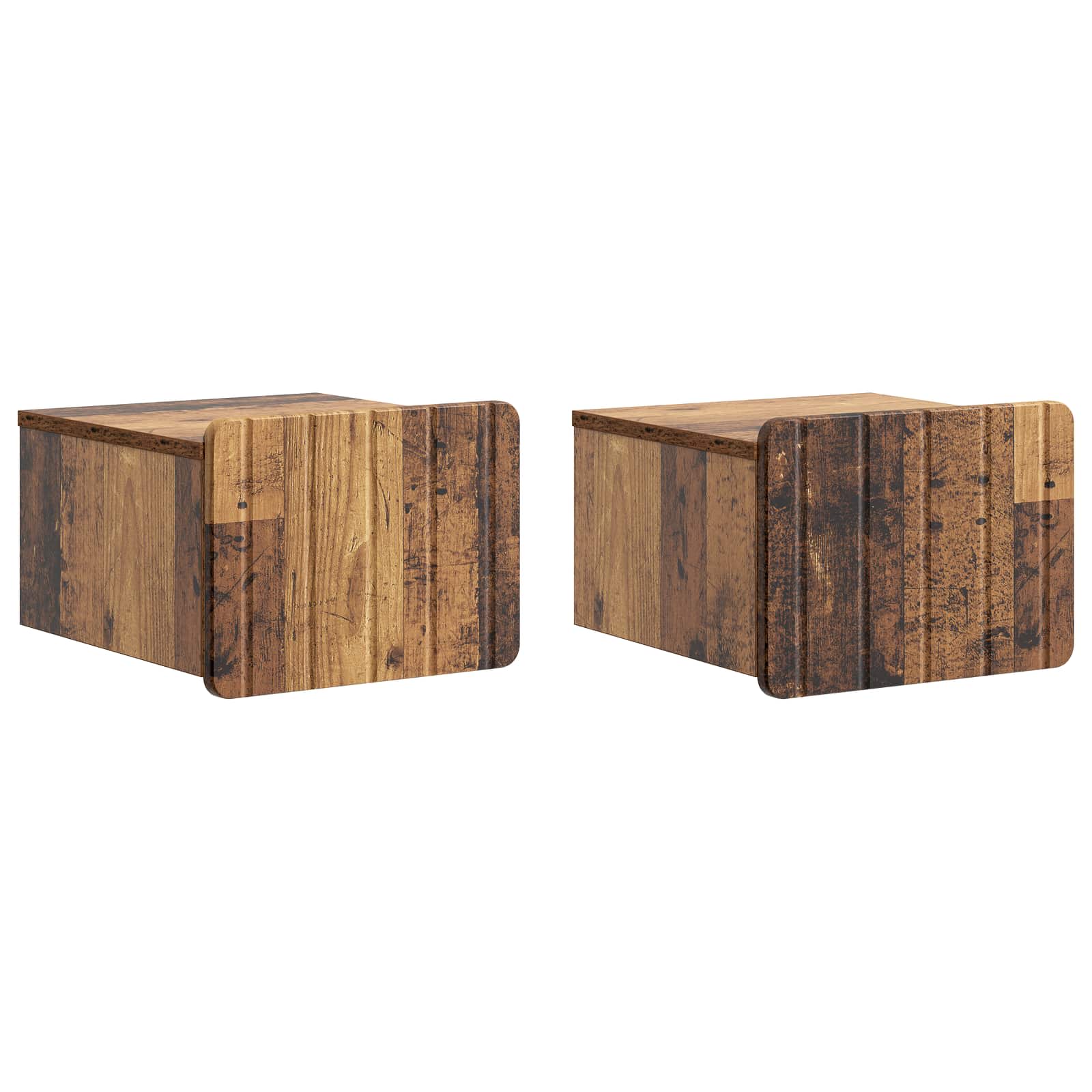 vidaXL Dulap de noapte suspendat 2 pcs Lemn vechi 33 x 34,5 x 24 cm
