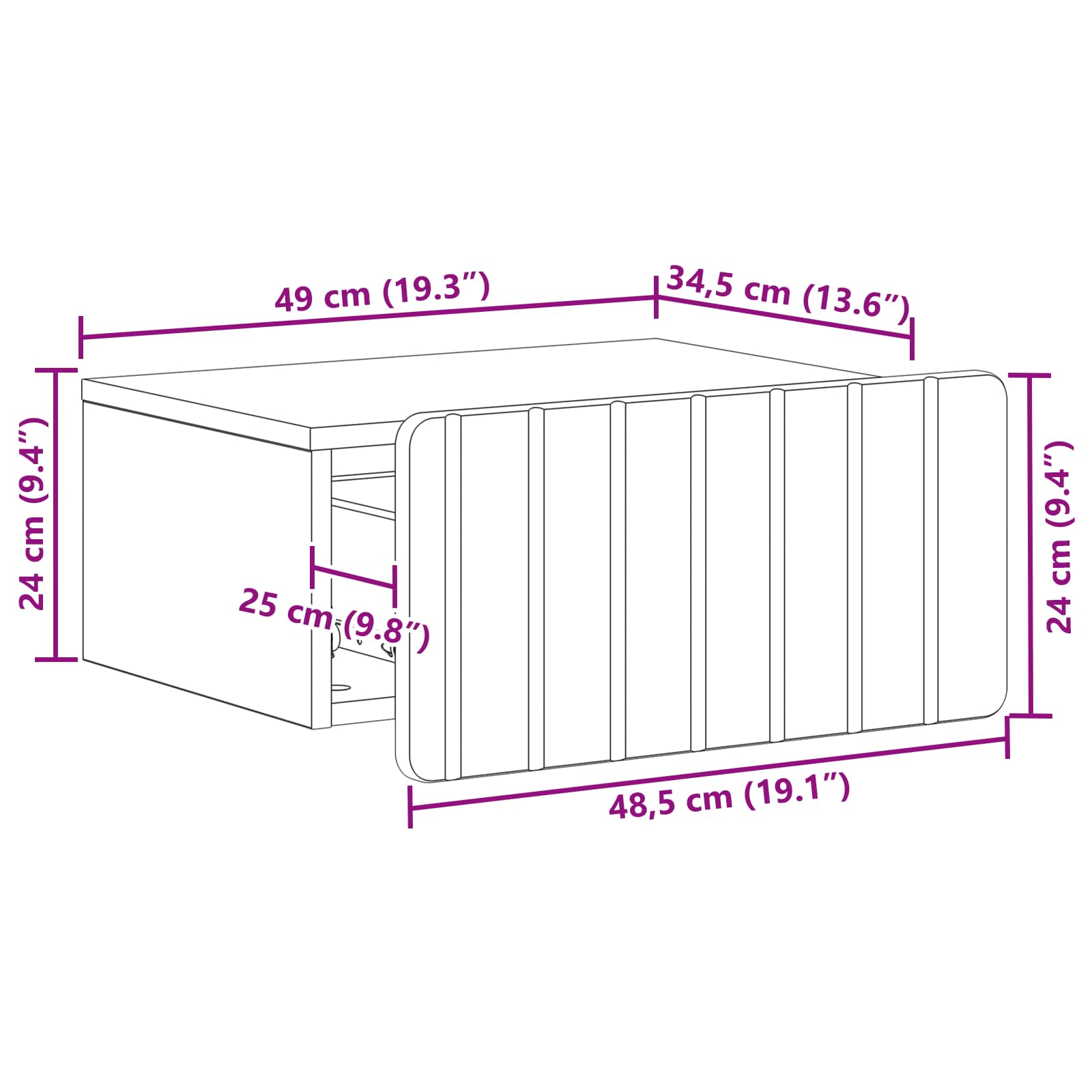 Stenski nočni omarici 2 pcs Sonoma hrast 49 x 34,5 x 24 cm - slika 9