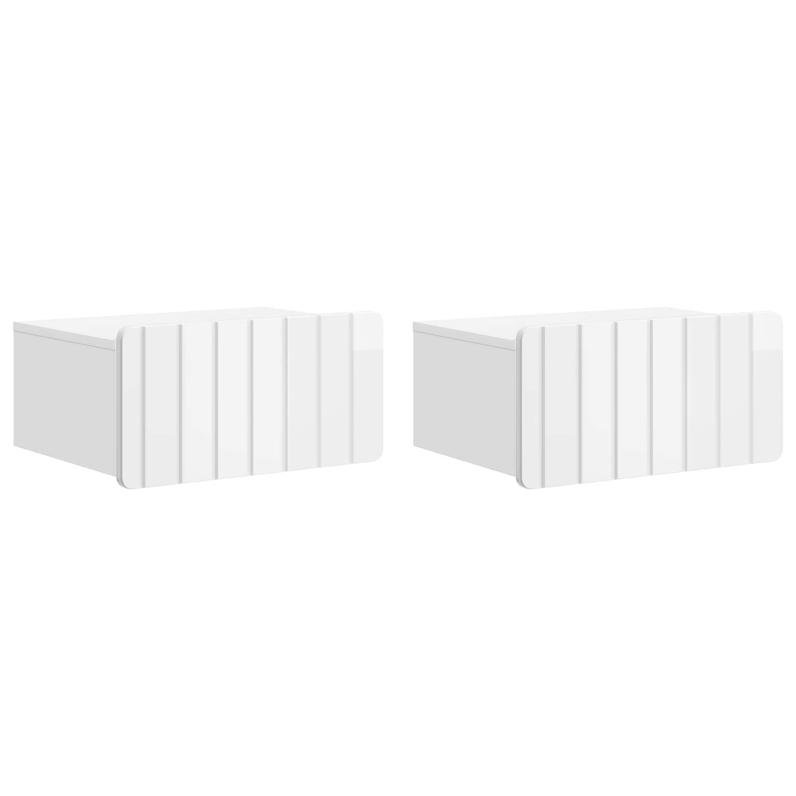 vidaXL Dulap de noapte suspendat cu sertar 2 pcs Alb foarte lucios