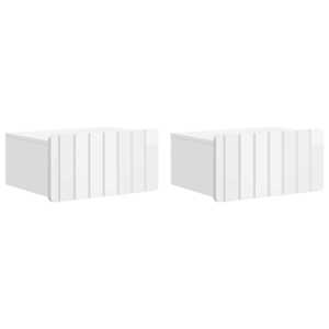 Stenski nočni omarici 2 pcs Bela visok sijaj 49 x 34,5 x 24 cm