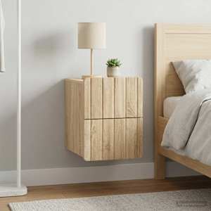 Nástěnný noční stolek 2 pcs Dub sonoma 33 x 34,5 x 43 cm - obrázek 4