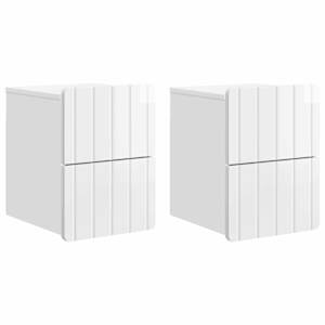 Stenski nočni omarici 2 pcs Bela visok sijaj 33 x 34,5 x 43 cm