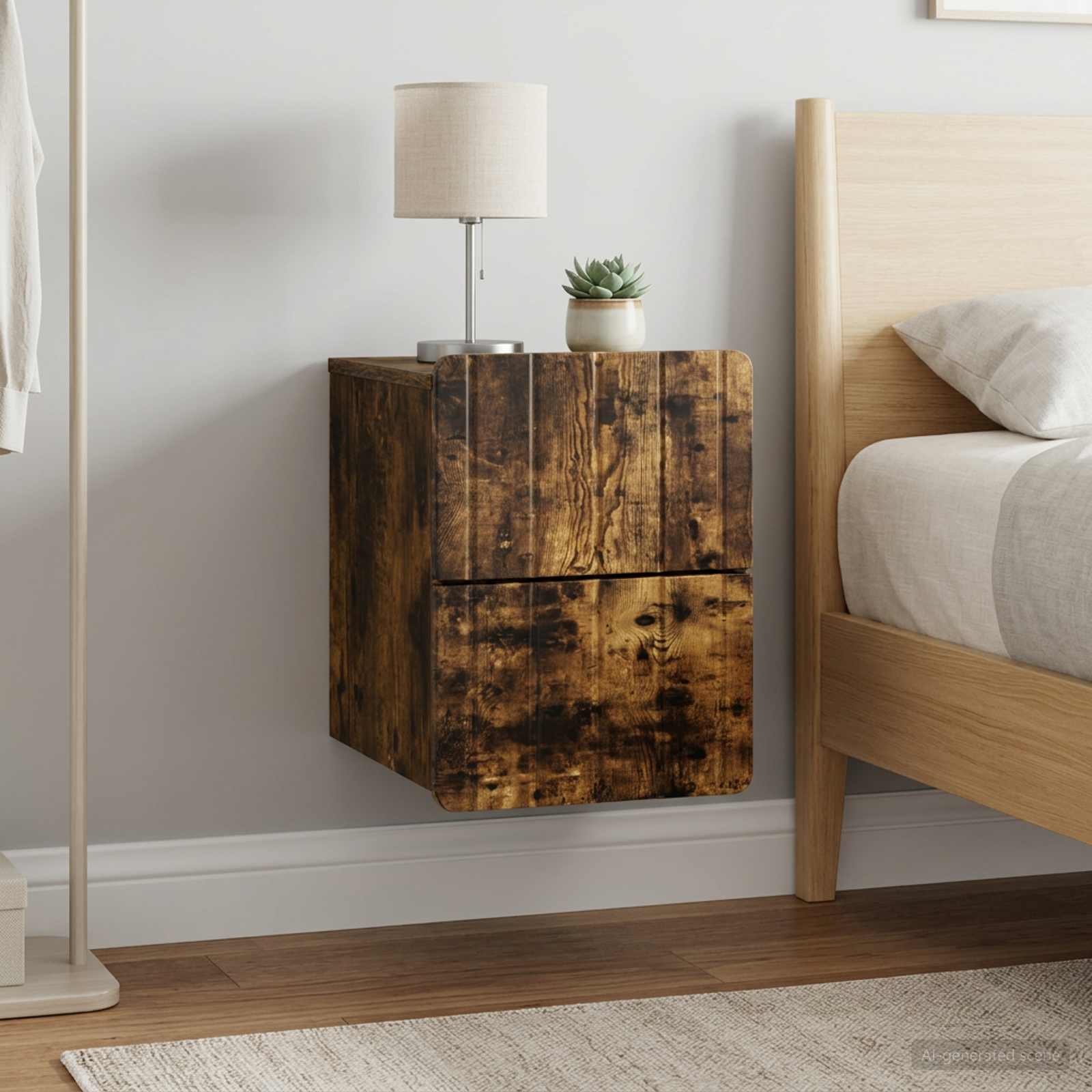 vidaXL Väggmonterat Sängbord 2 st Rökt ek 33 x 34,5 x 43 cm