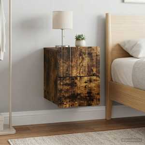 Stenski nočni omarici 2 kos Dimljen hrast 33 x 34,5 x 43 cm