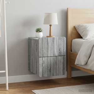 Stenski nočni omarici 2 kos Siva Sonoma 33 x 34,5 x 43 cm