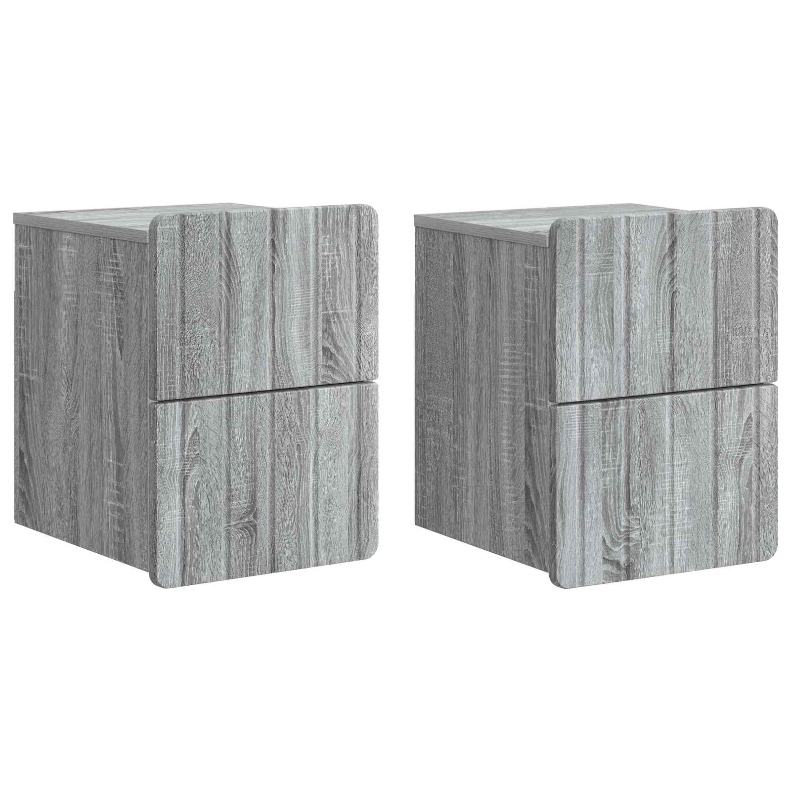 Nástěnný noční stolek 2 pcs Šedá sonoma 33 x 34,5 x 43 cm