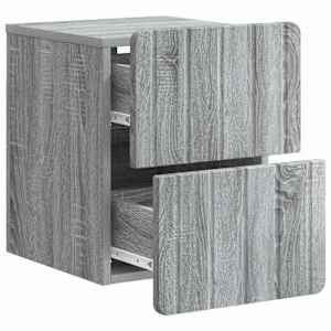 Nástěnný noční stolek 2 pcs Šedá sonoma 33 x 34,5 x 43 cm - obrázek 6