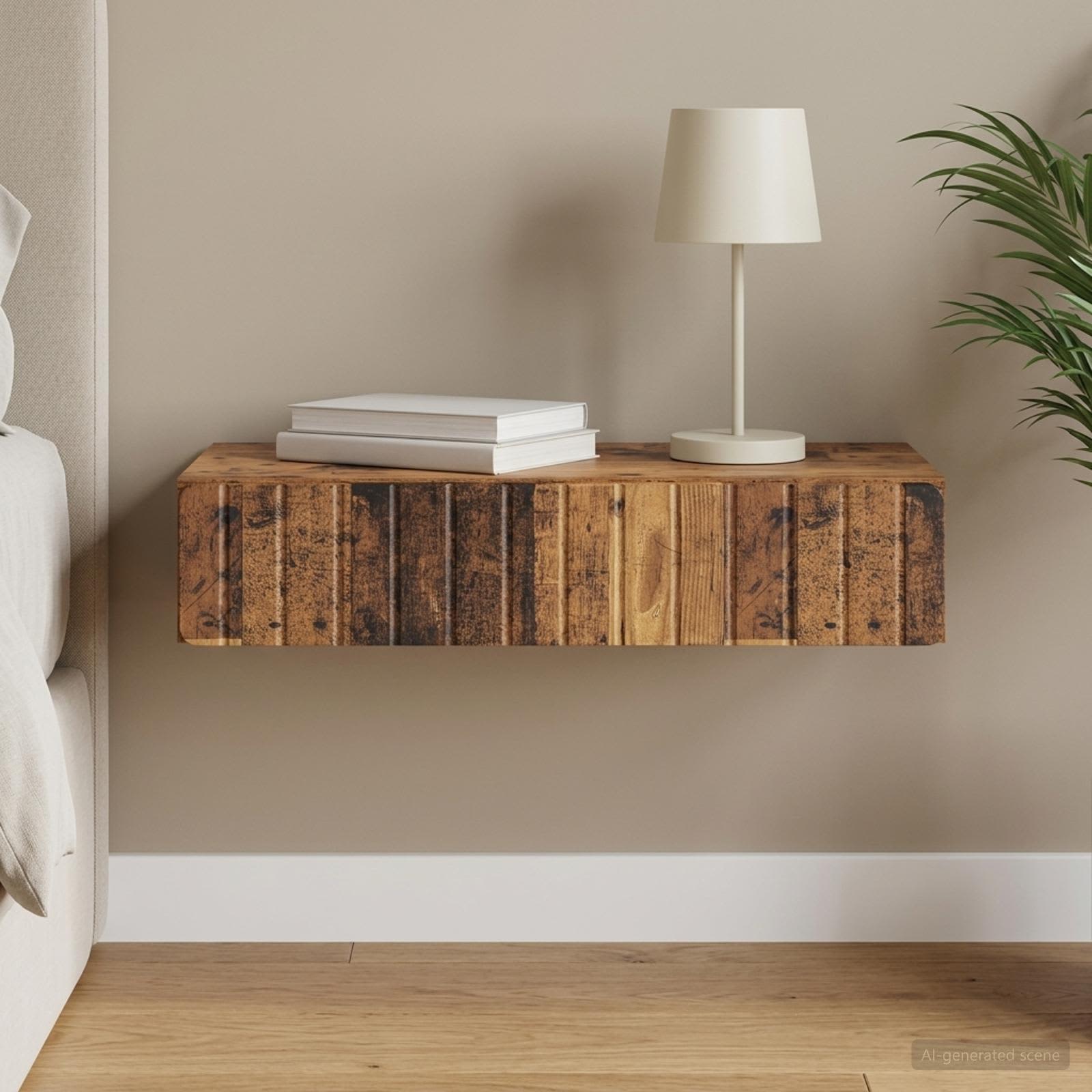 vidaXL Masă laterală montată pe perete Lemn vechi 87,5 x 34,5 x 17 cm