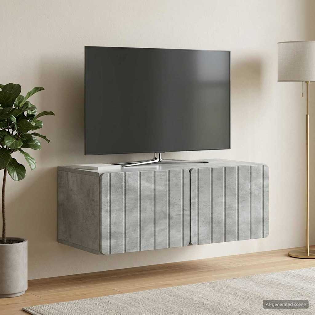 Seinälle asennettava TV-kaappi Betoninharmaa 78,5 x 41 x 30 cm - Image 4