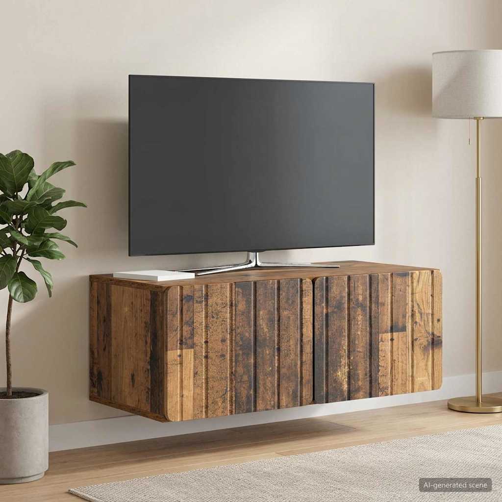 Seinälle asennettava TV-kaappi Vanha puu 78,5 x 41 x 30 cm - Image 4
