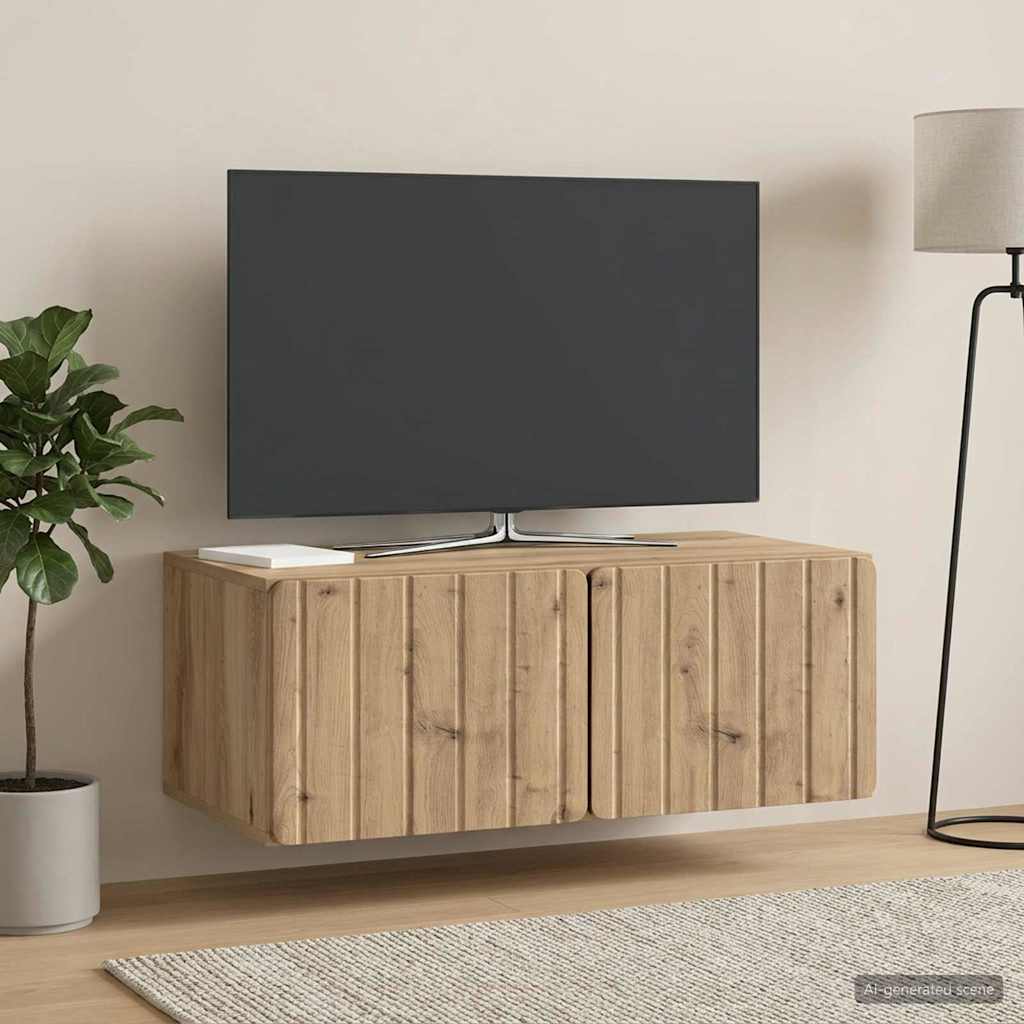 vidaXL Oglindă TV montată pe perete Stejar Artizanal 78,5 x 41 x 30 cm