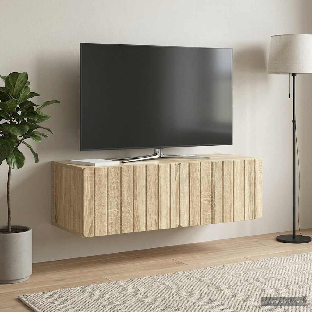 vidaXL Oglindă TV montată pe perete Stejar Sonoma 98 x 41 x 30 cm