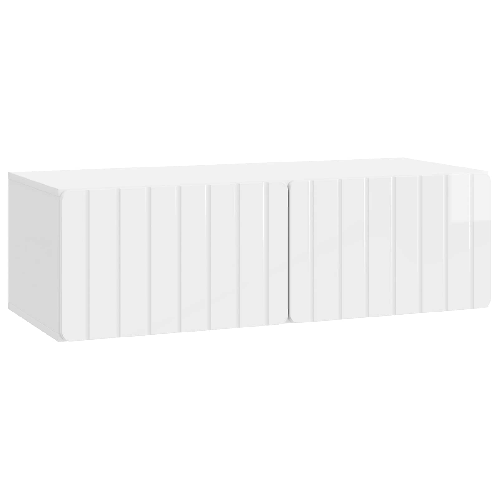 vidaXL Oglindă TV montată pe perete Alb foarte lucios 98 x 41 x 30 cm