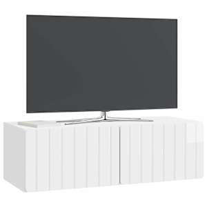 Nástěnná TV skříň 98 x 41 x 30 cm Bílá s vysokým leskem - obrázek 3