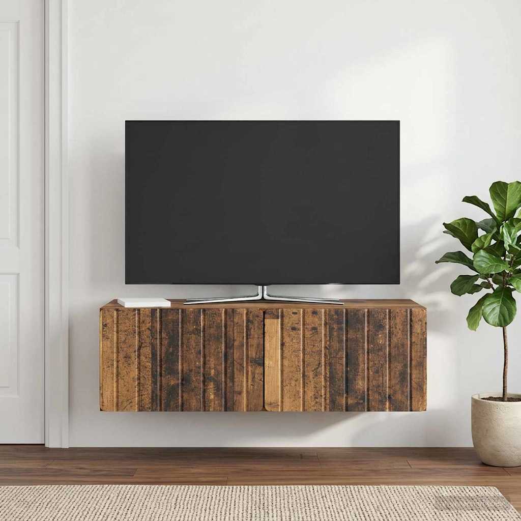Seinälle asennettava TV-kaappi Vanha puu 98 x 41 x 30 cm - Image 4
