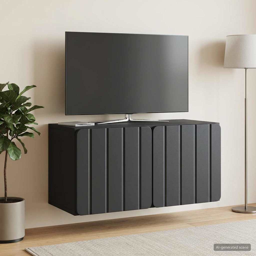 vidaXL Oglindă TV montată pe perete Pe perete Negru 59,5 x 31 x 30 cm