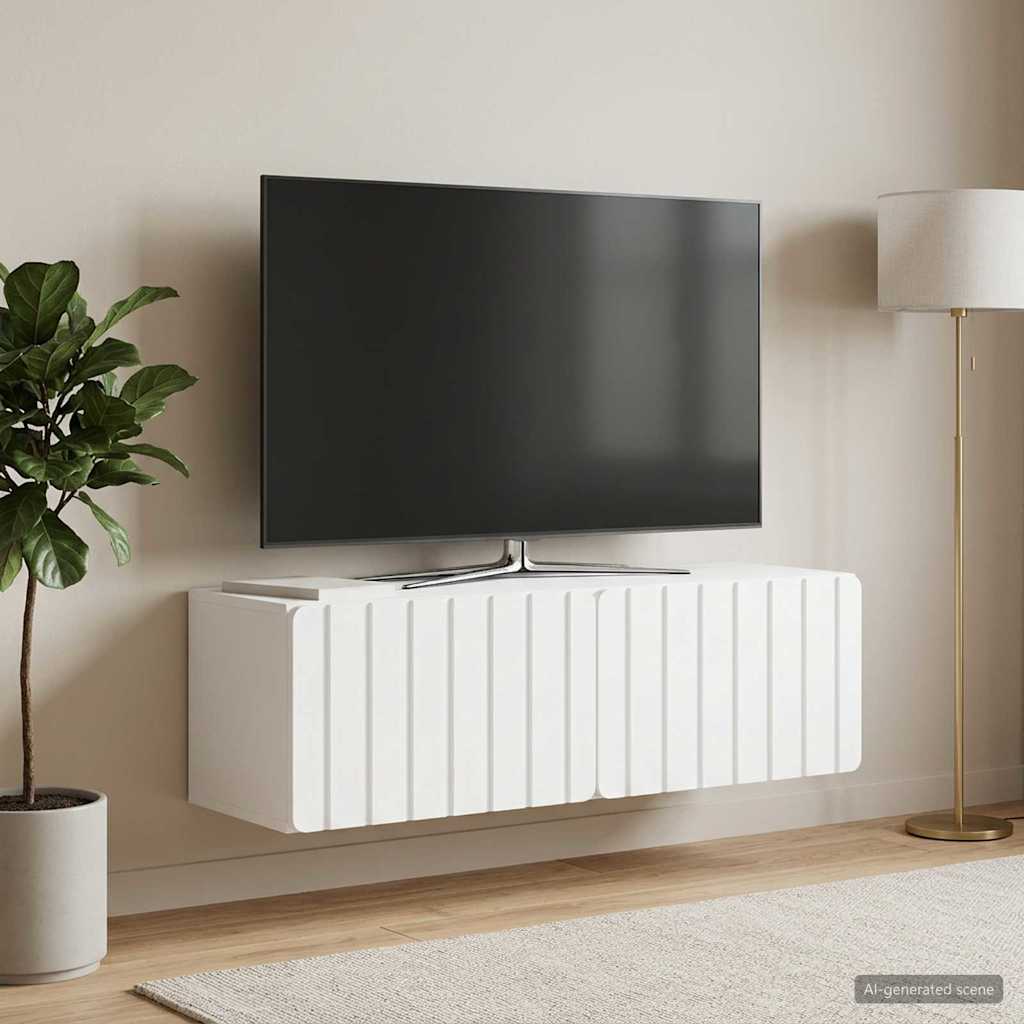 vidaXL Oglindă TV montată pe perete Alb 98 x 31 x 30 cm Lemn prelucrat