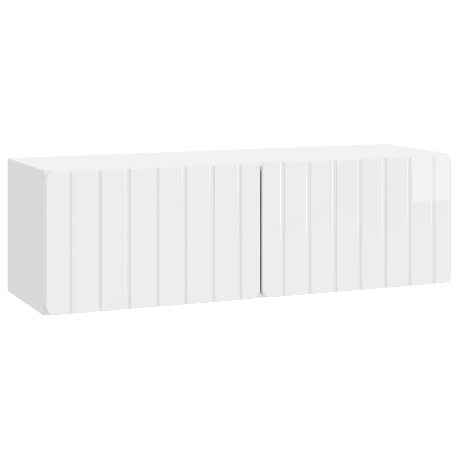 vidaXL Oglindă TV montată pe perete Alb foarte lucios 98 x 31 x 30 cm