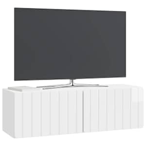 Nástěnná TV skříň 98 x 31 x 30 cm Bílá s vysokým leskem - obrázek 3