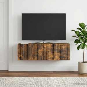 Nástěnná TV skříň 98 x 31 x 30 cm Kouřový dub Kompozitní dřevo - obrázek 1