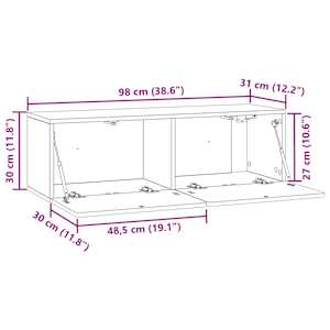 Nástěnná TV skříň 98 x 31 x 30 cm Dub artisan Kompozitní dřevo - obrázek 11