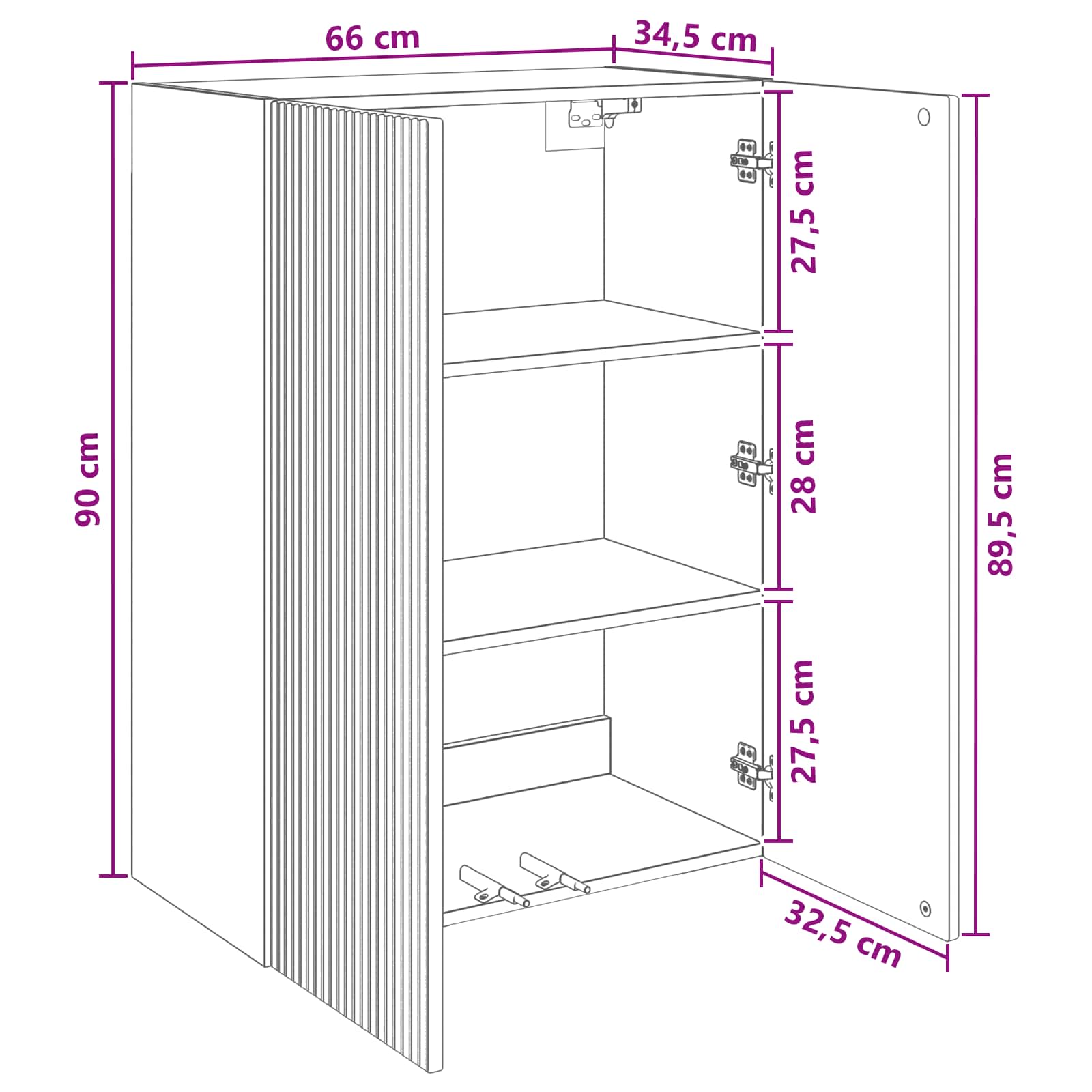 Omara za steno Dimljen hrast 66 x 34,5 x 90 cm Inženirski les - slika 7