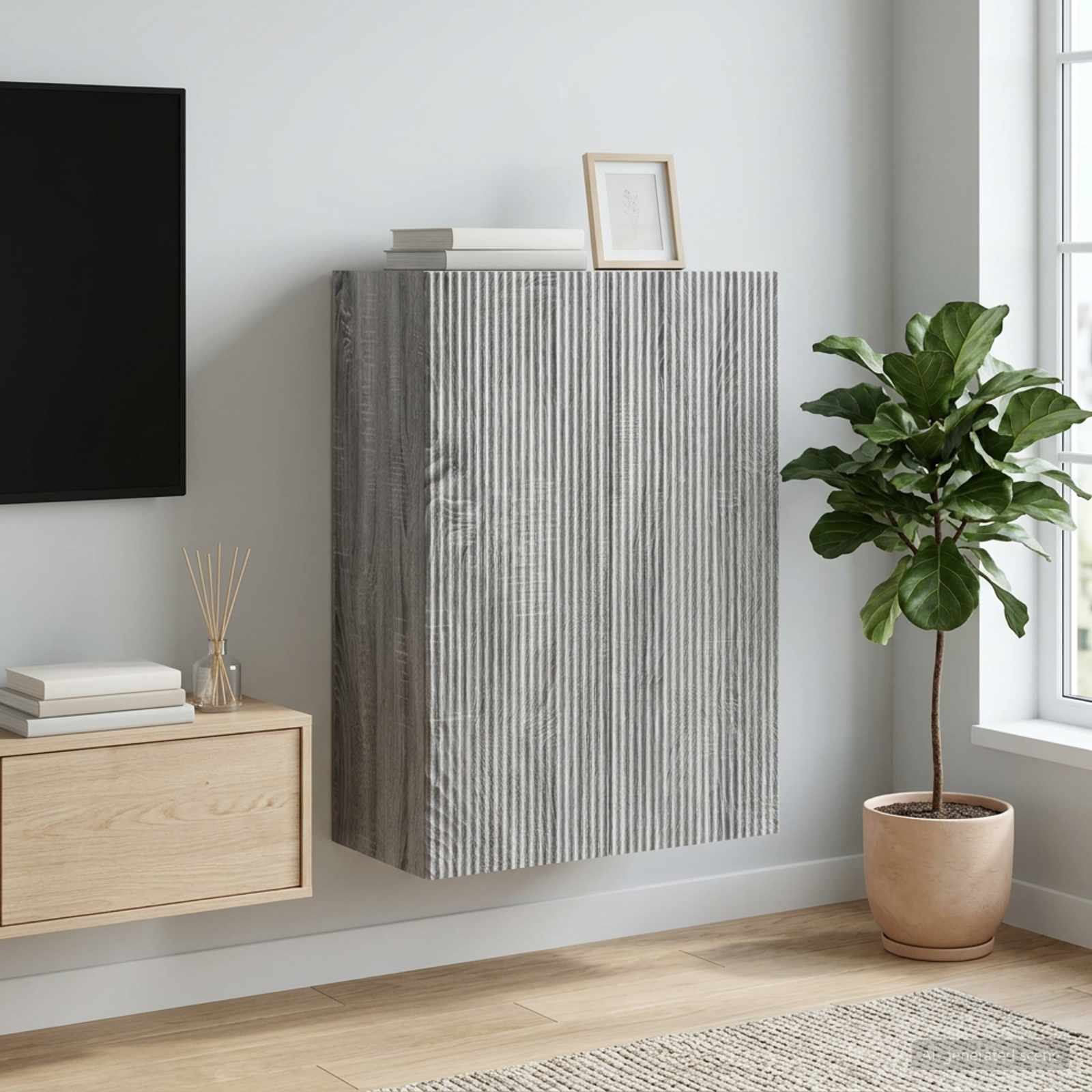 Seinälle Kiinnitettävä Kaappi Harmaa Sonoma 66 x 34,5 x 90 cm