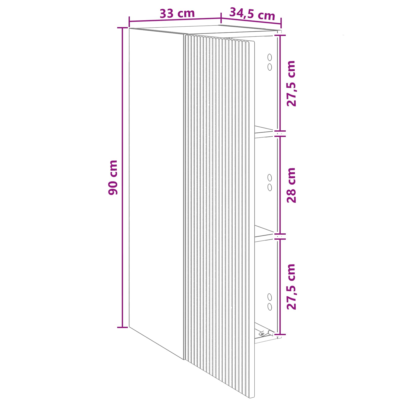 Omara za steno Star les 33 x 34,5 x 90 cm Inženirski les - slika 8