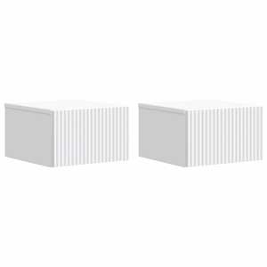 Stenski nočni omarici s predalom 2 pcs Bela 33 x 34,5 x 20 cm