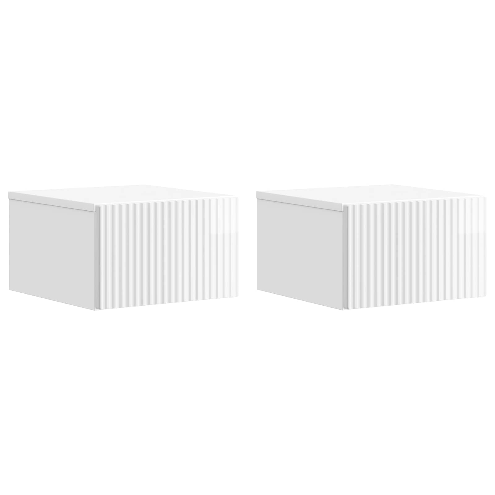 vidaXL Dulap de noapte suspendat cu sertar 2 pcs Alb foarte lucios