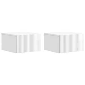 Stenski nočni omarici 2 pcs Bela visok sijaj 33 x 34,5 x 20 cm
