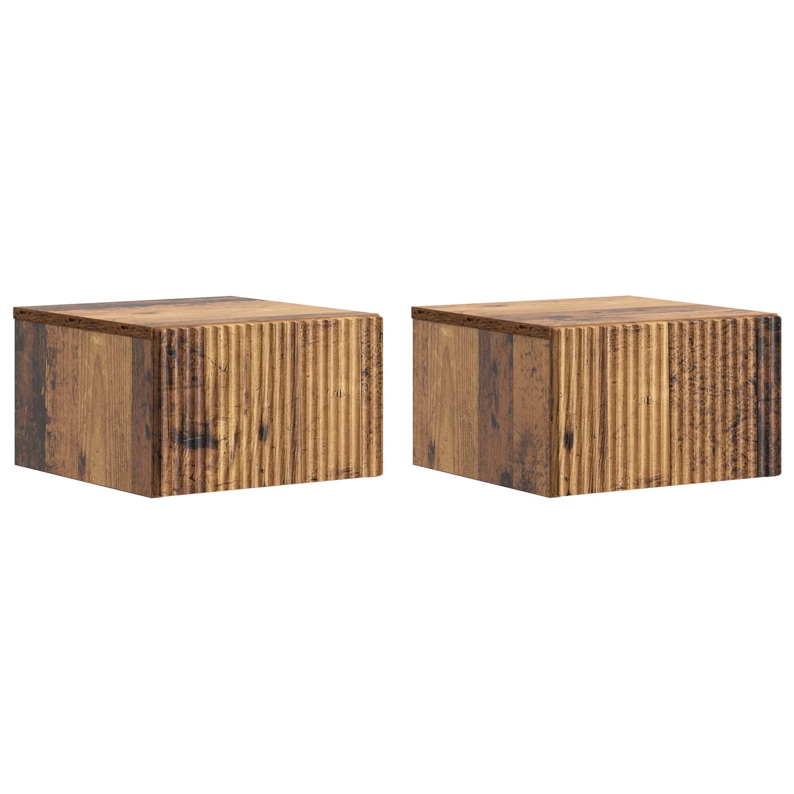 vidaXL Dulap de noapte suspendat 2 pcs Lemn vechi 33 x 34,5 x 20 cm