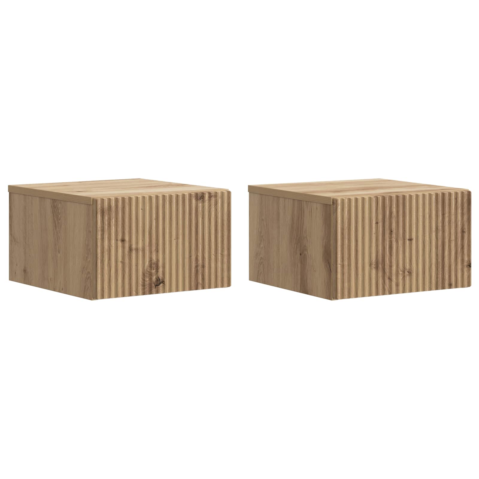 Seinälle Kiinnitettävä Yöpöytä 2 pcs Artisaanitammi