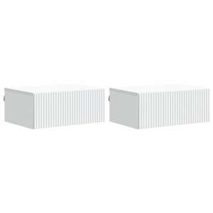Stenski nočni omarici s predalom 2 pcs Bela 49 x 34,5 x 20 cm