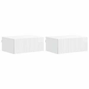 Stenski nočni omarici 2 pcs Bela visok sijaj 49 x 34,5 x 20 cm