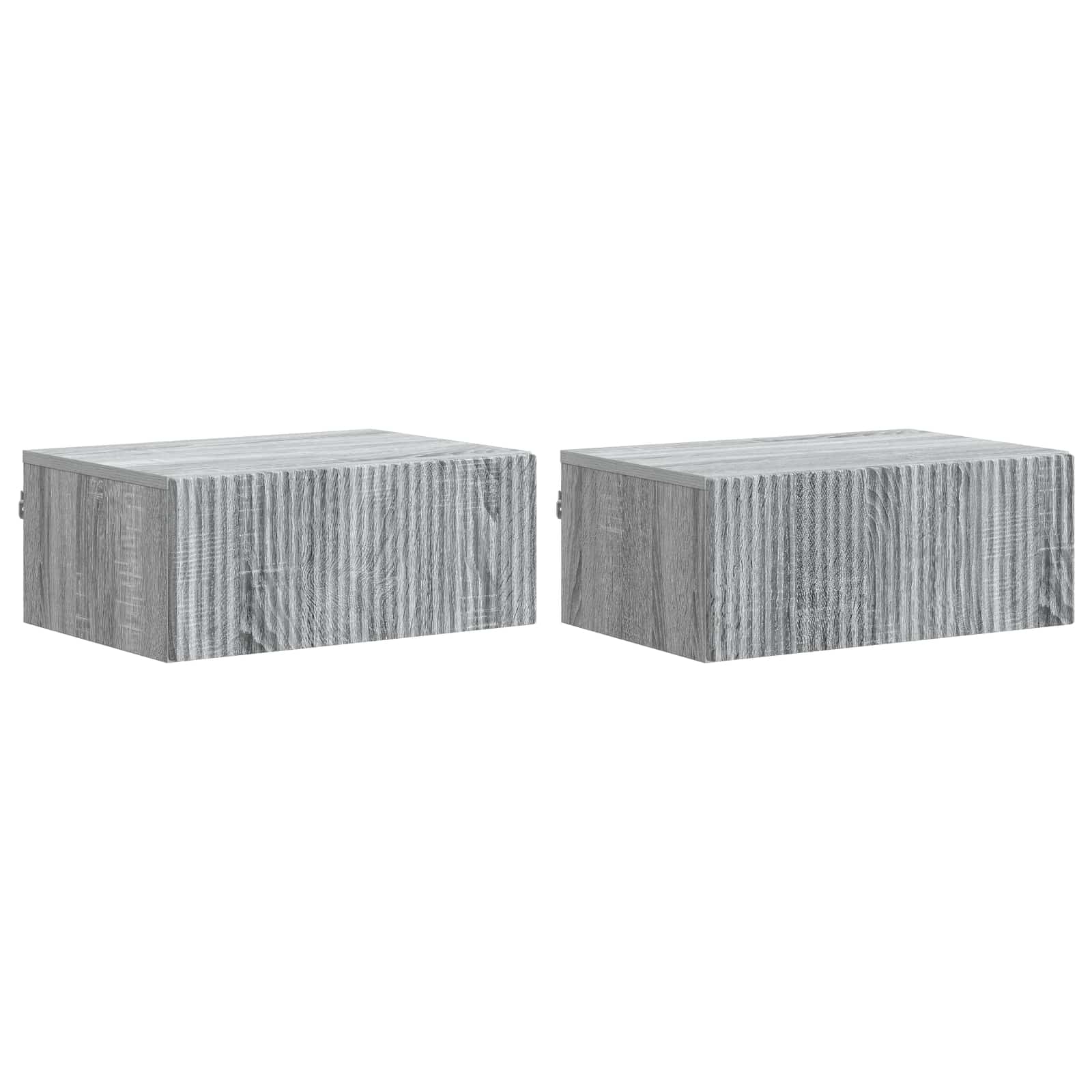 Stenski nočni omarici 2 pcs Siva Sonoma 49 x 34,5 x 20 cm