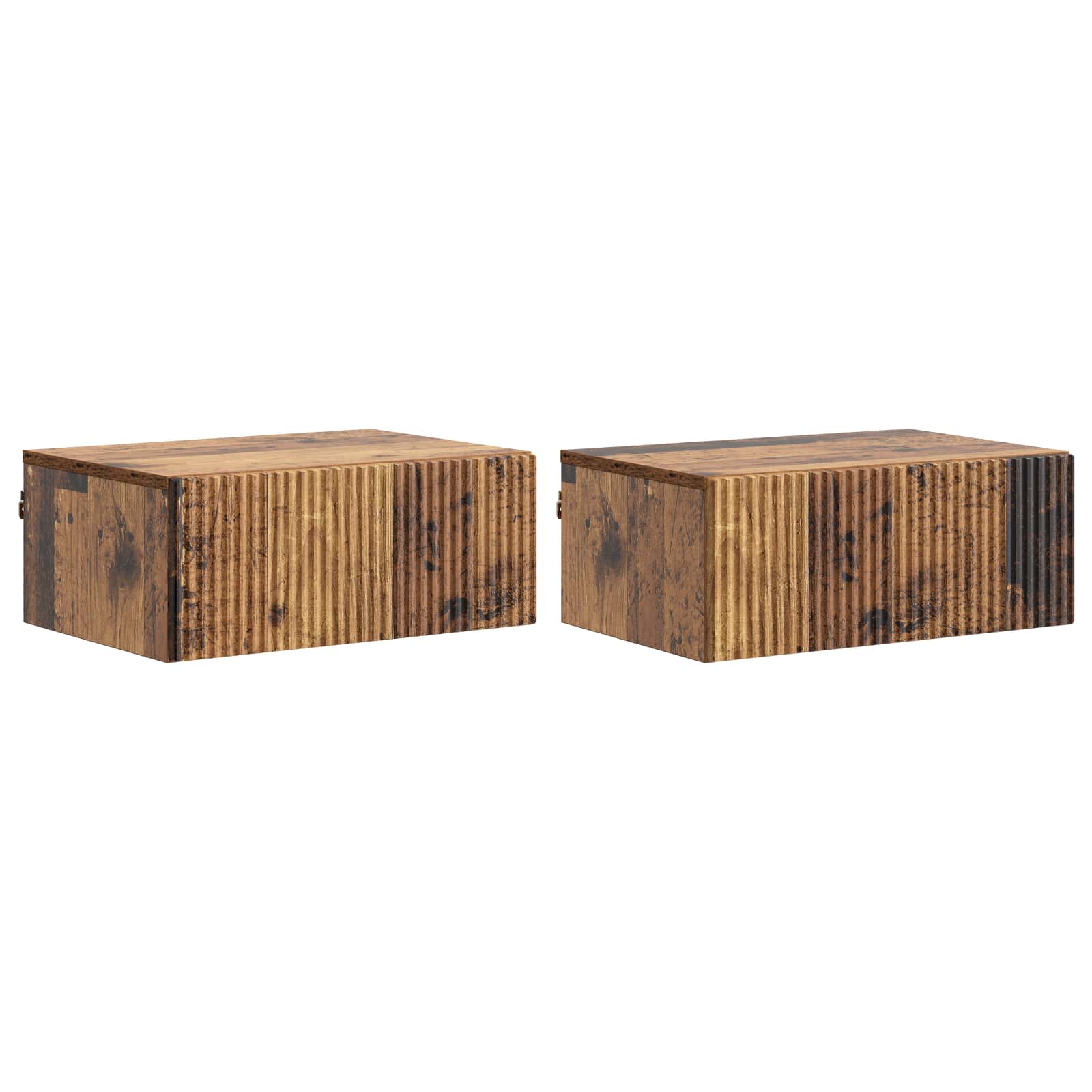 vidaXL Dulap de noapte suspendat 2 pcs Lemn vechi 49 x 34,5 x 20 cm