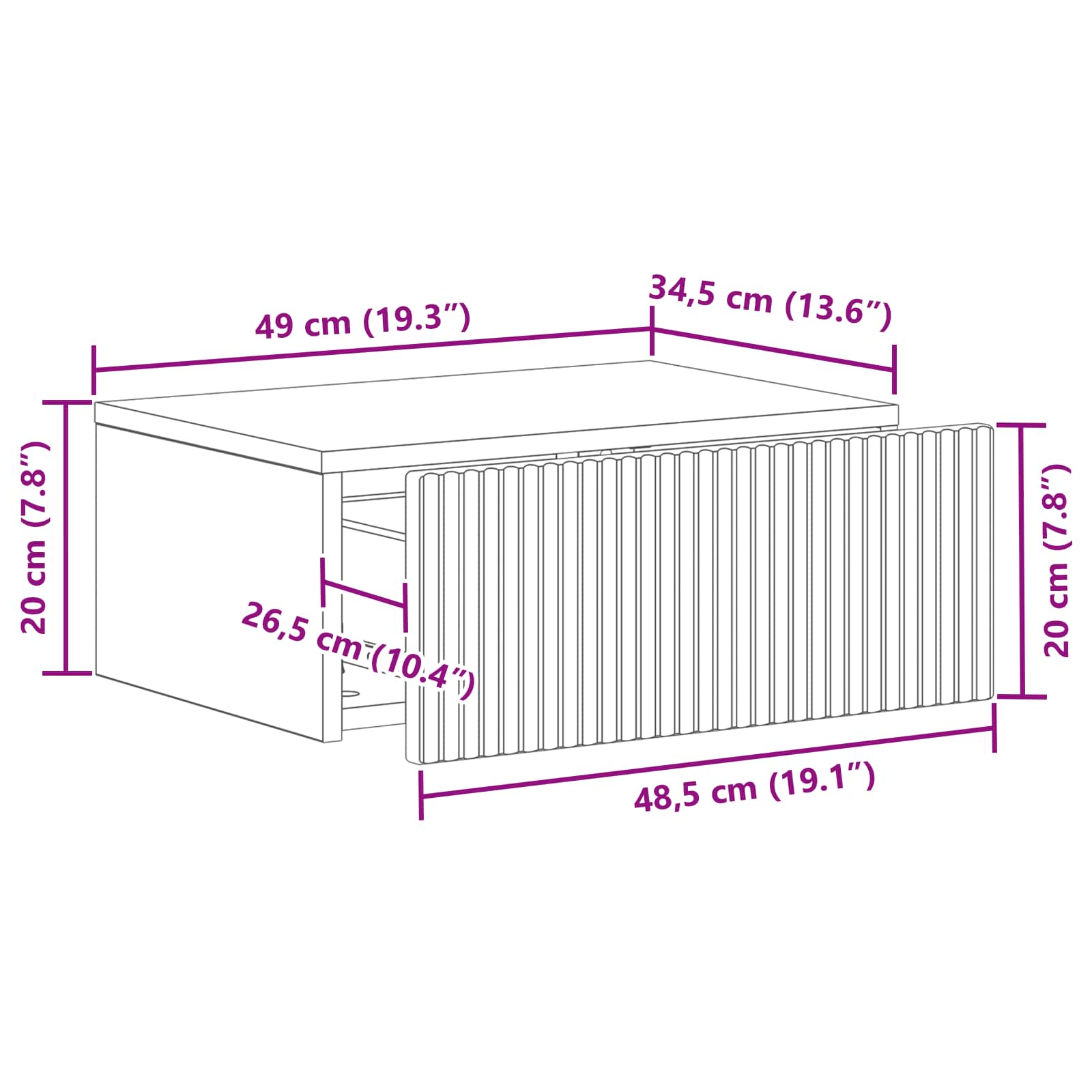 Stenski nočni omarici 2 pcs Star les 49 x 34,5 x 20 cm - slika 9