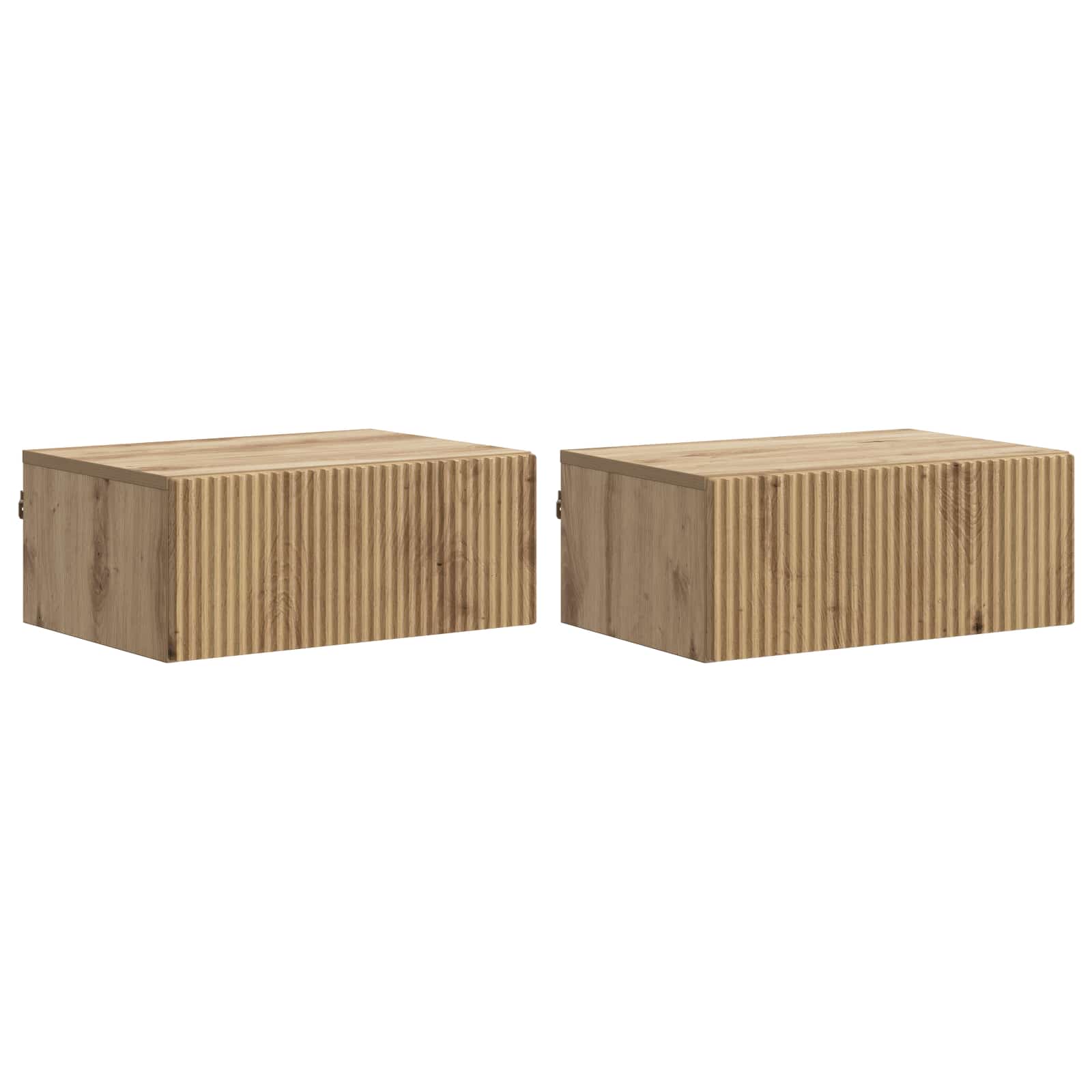 Seinälle Kiinnitettävä Yöpöytä 2 pcs Artisaanitammi