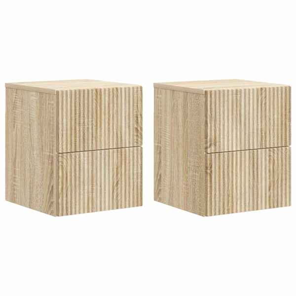 vidaXL Seinale kinnitatav &ouml;&ouml;tis 2 tk Sonoma tamm 33 x 34,5 x 40 cm