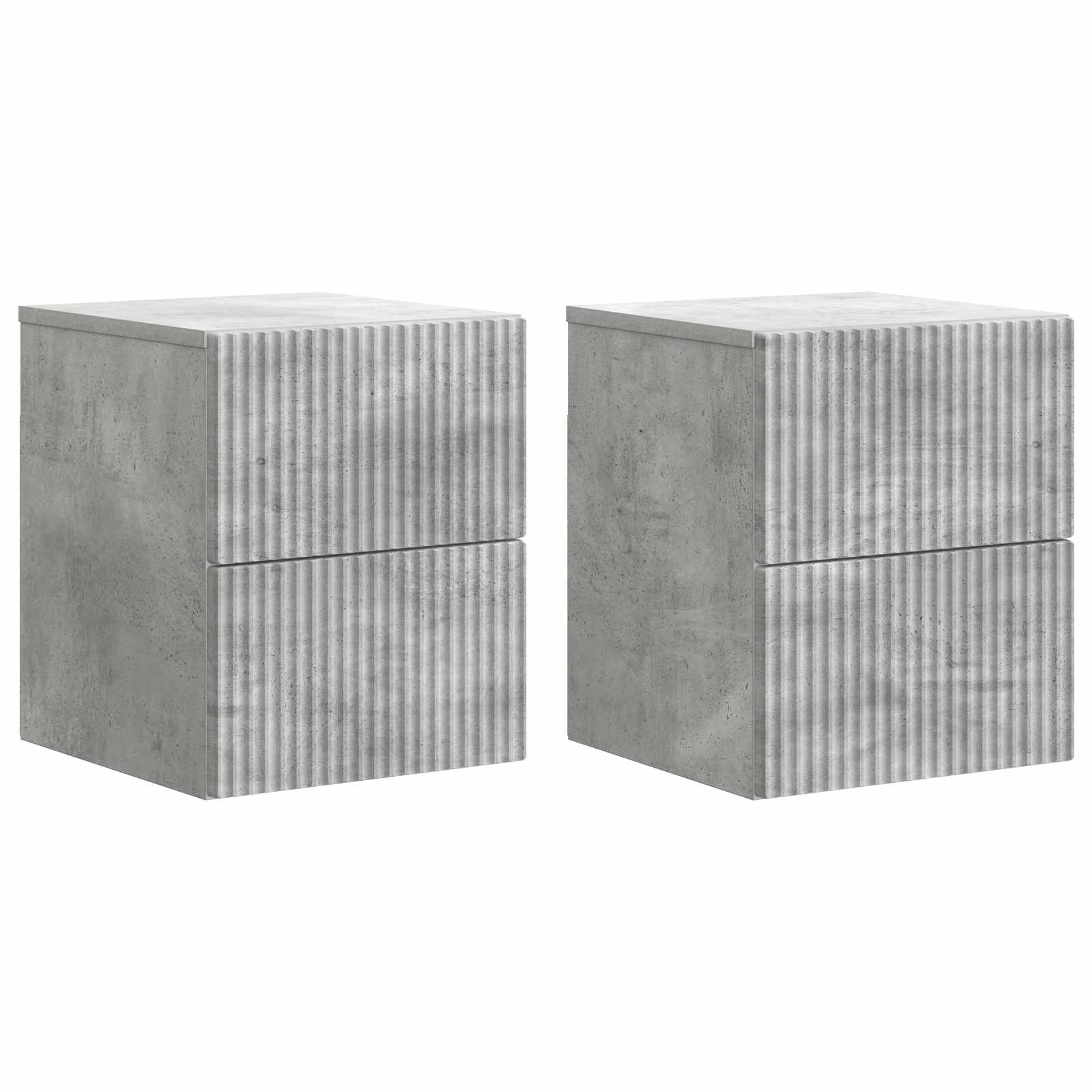 vidaXL Dulap de noapte suspendat 2 pcs Gri Beton 33 x 34,5 x 40 cm